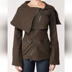 Lululemon Over The Top Jacket Heathered Fox Brown Asymetrical Sz 4? RARE UNICORN